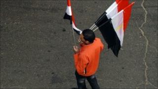 Man selling Egyptian flags