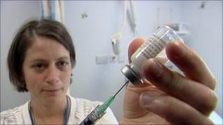 Doctor giving injection
