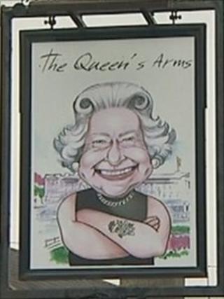 Queen's Arms sign in Acomb