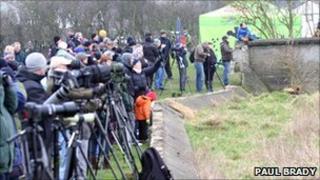 Wildlife watchers at Parkgate for the high tide