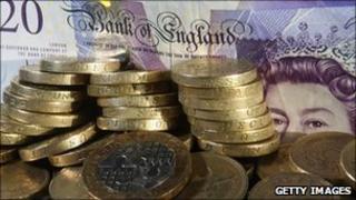 Sterling note and coins