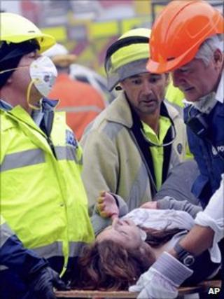 New Zealand rescue teams with a casualty