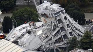 Collapsed building in central Christchurch