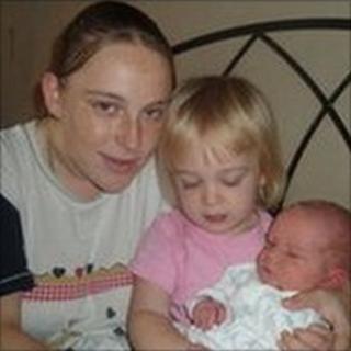 Fiona Adams with daughter Niamh and elder son Cayden