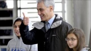 Rahm Emanuel heads to vote