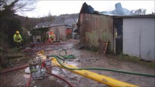 Environment Agency Wales equipment used by fire fighters during the fire