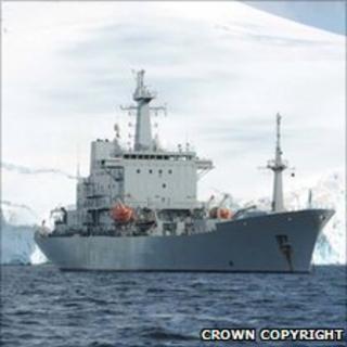 HMS Scott in Neumayer Channel. Crown Copyright