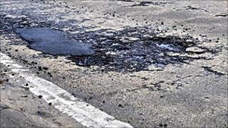 Pothole in Writtle Road in Chelmsford
