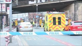 The scene in Fairfield Street, Manchester