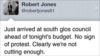 Councillor Robert Jones' message on Twitter