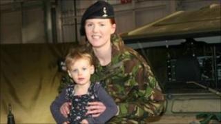 L/Cpl Alex Holt with daughter Emma