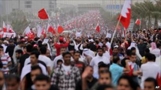 Protesters in Manama, 25 Feb