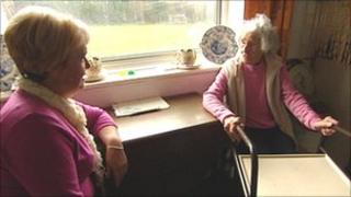 Sue Nicholls and her mother Alice
