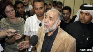 Bahraini Shia opposition leader Hassan Mushaima at Bahrain International Airport in Manama, 26 February 2011