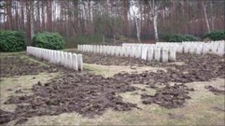 Damaged graveyard