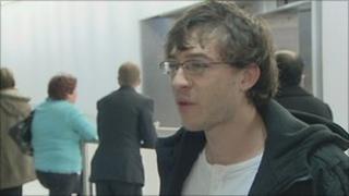 Ben Lydon arriving at Heathrow