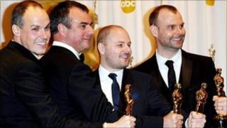 (From left to right) Paul Franklin, Chris Corbould, Andrew Lockley and Peter Bebb