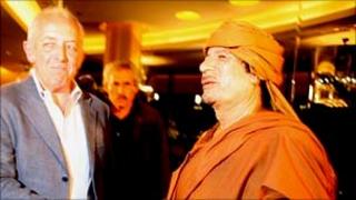 Jeremy Bowen with Col Muammar Gaddafi
