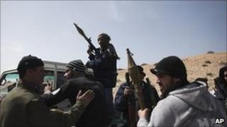 Anti-Gaddafi rebels outside Brega. Photo: 2 March 2011