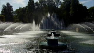 Fountains in Battersea Park's winter garden