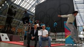 Parkour athletes at St Pancras station