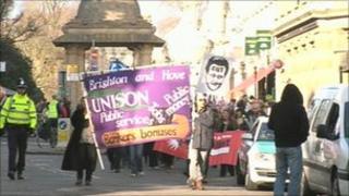 Brighton budget meeting protest