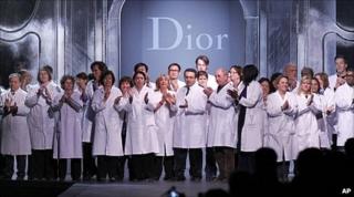 Dior staff on catwalk at end of show