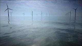 Wind farm in Mersey estuary