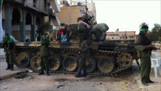 Fighters loyal to Col Gaddafi in Zawiya, Libya