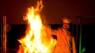 Scientist and fire