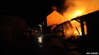 The fire broke out as pub customers were watching the Wales v France match