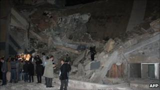 Ruined building in Col Muammar Gaddafi's compound in Tripoli, Libya - 20 March 2011