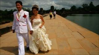 A couple married in Cambodia