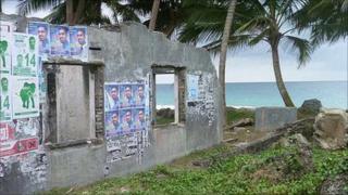 Sri Lankan house destroyed by the 2004 tsunami