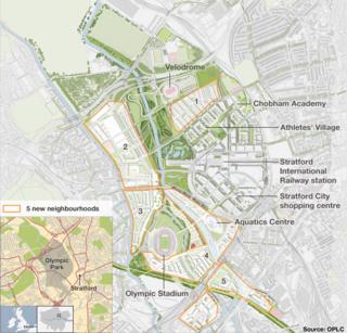 Map of the Olympic Park and neighbourhoods