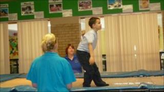 Pupil enjoying rebound therapy