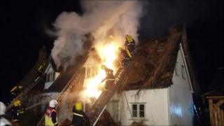 Thatched cottage fire (Pic courtesy Essex Fire and Rescue Service)