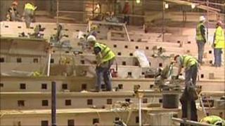 Workers inside the Lyric
