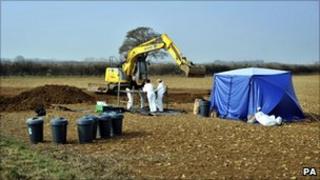 The scene at Eastleach where a body was found