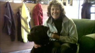 Adrienne Banks with Buster who is a Rottweiler cross dog who needs rehoming
