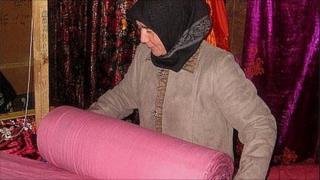 A trader at Karasu market, Kyrgyzstan