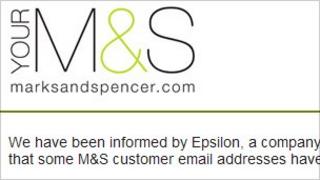 Screengrab of Marks and Spencer email