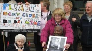 People demonstrating against the proposed closure of the care homes