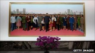 Portrait painting of Kim Il Sung, People's Palace of Culture, 2 April 2011, Pyongyang, North Korea