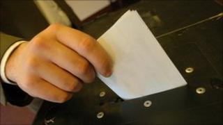 A vote being cast