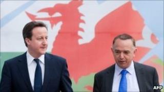 Prime Minister David Cameron with Welsh Tory leader Nick Bourne in March