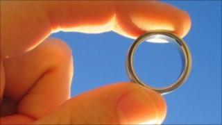 Man holding wedding ring