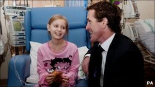 Tony McCoy with patient Catherine Strickland at Alder Hey hospital
