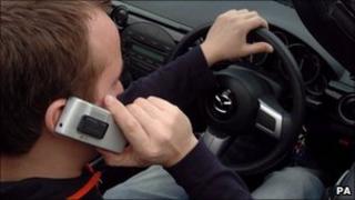 Driver on mobile phone