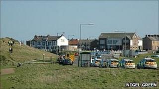 Police cars near Seaton Sluice beach (pic courtesy of Nigel Green)